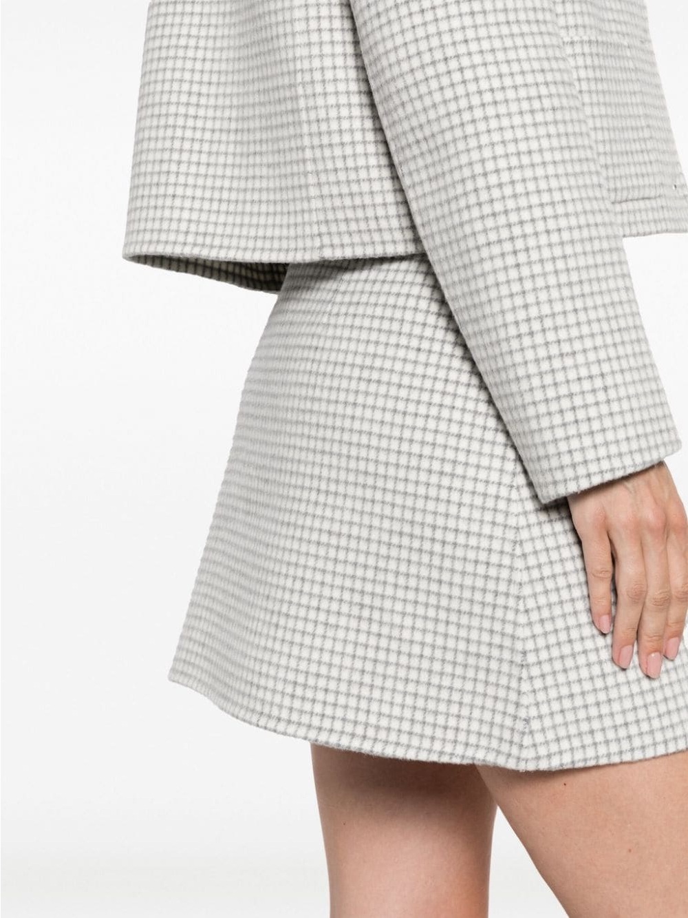 New Theory Checked Wool Mini Skirt Size 12